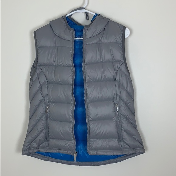 BCBGeneration Hooded Puffer Vest Grey Blue Size M - Picture 2 of 11